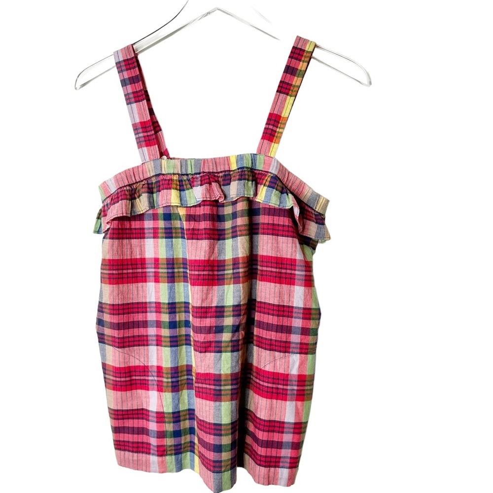 J. Crew Plaid Ruffle Madras Gauze Flounce Top 0